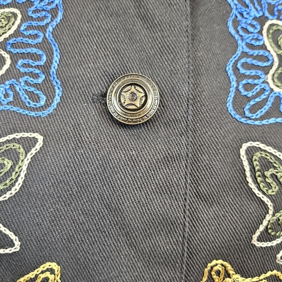 Vintage Southwest Canyon Embroidered Fringed Rockabilly Jean Jacket Size XL - Picture 4 of 11